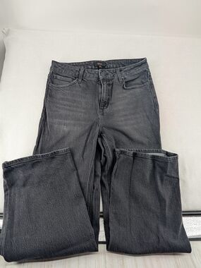 Quince Bella Stretch Jeans in a faded black or charcoal wash